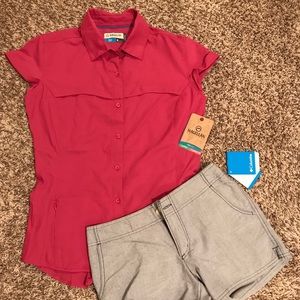 Magellan Pink Short Sleeve Button Up Fishing Shirt